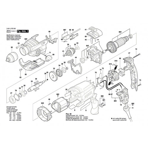 Запчасти для дрели Bosch GSB 19-2RE (3601A7B500)